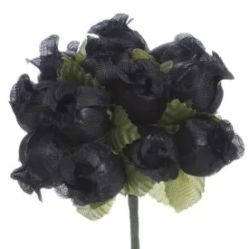 144 Artificial 3/4” Black Poly Rose Buds DIY Wedding Bouquet Flowers Craft Decoration