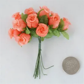 144 Artificial 3/4” Coral Poly Rose Buds DIY Wedding Bouquet Flowers Craft Decoration