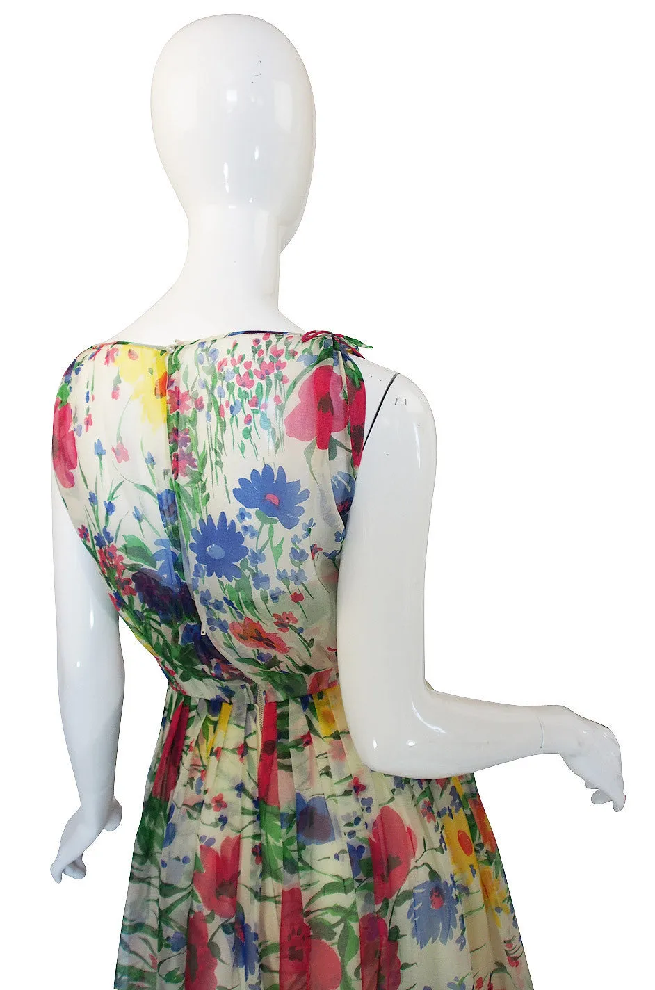 1950s Silk Chiffon Beautiful Floral Dress