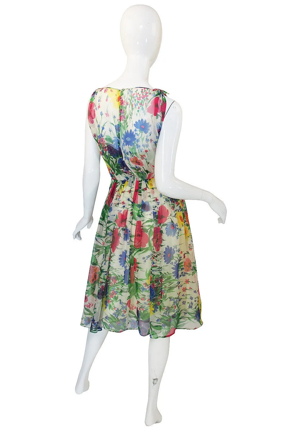 1950s Silk Chiffon Beautiful Floral Dress