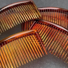 4 Vintage Hair Combs 2.5"/55mm wide Delicate Tortoiseshell Colour