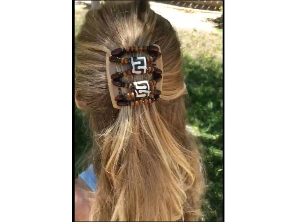 African Butterfly Chameleon Hair Comb - Beada Brown 69