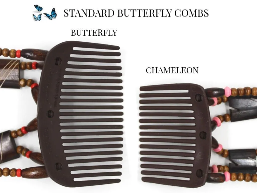 African Butterfly Chameleon Hair Comb - Beada Tube Black 20