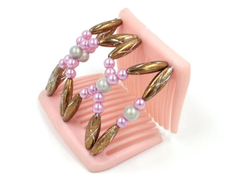 African Butterfly Chameleon Hair Comb - Dalena Pink Pearl 10