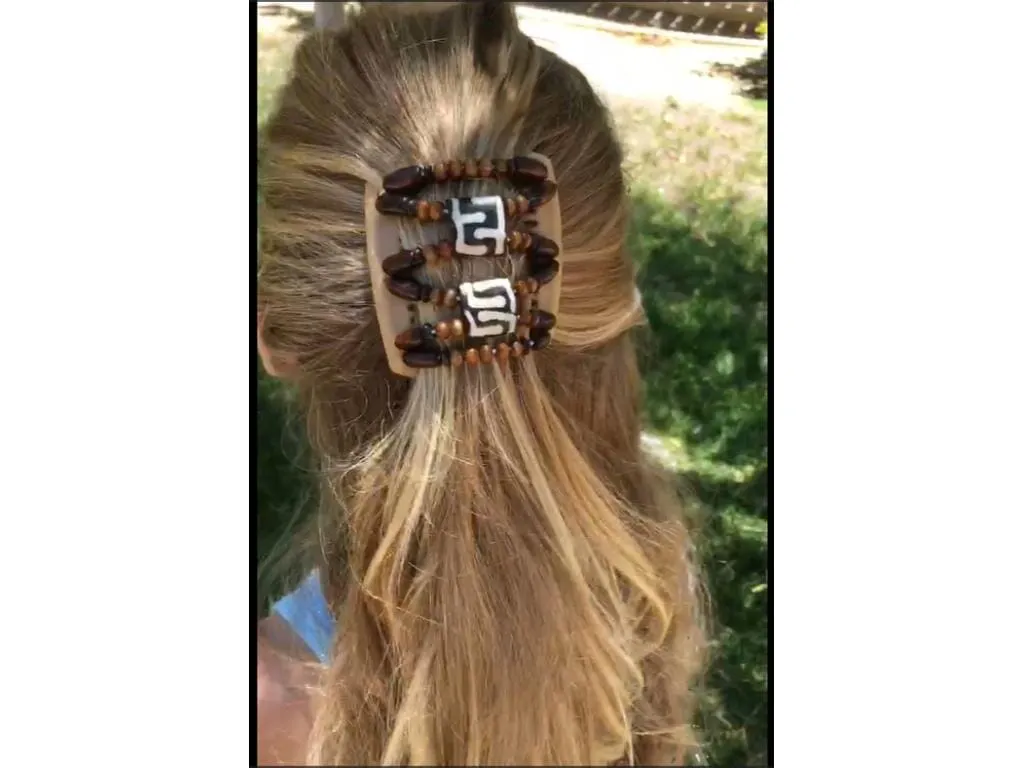 African Butterfly Chameleon Hair Comb - Dupla Brown 58