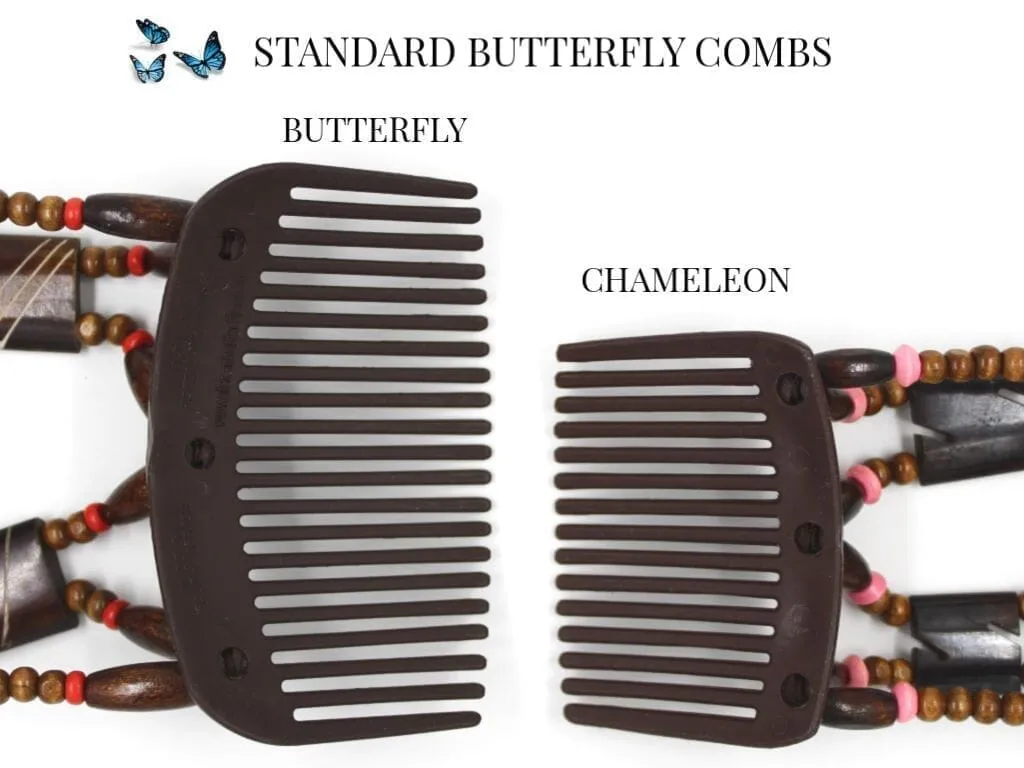 African Butterfly Hair Comb - Flowers Brown 62