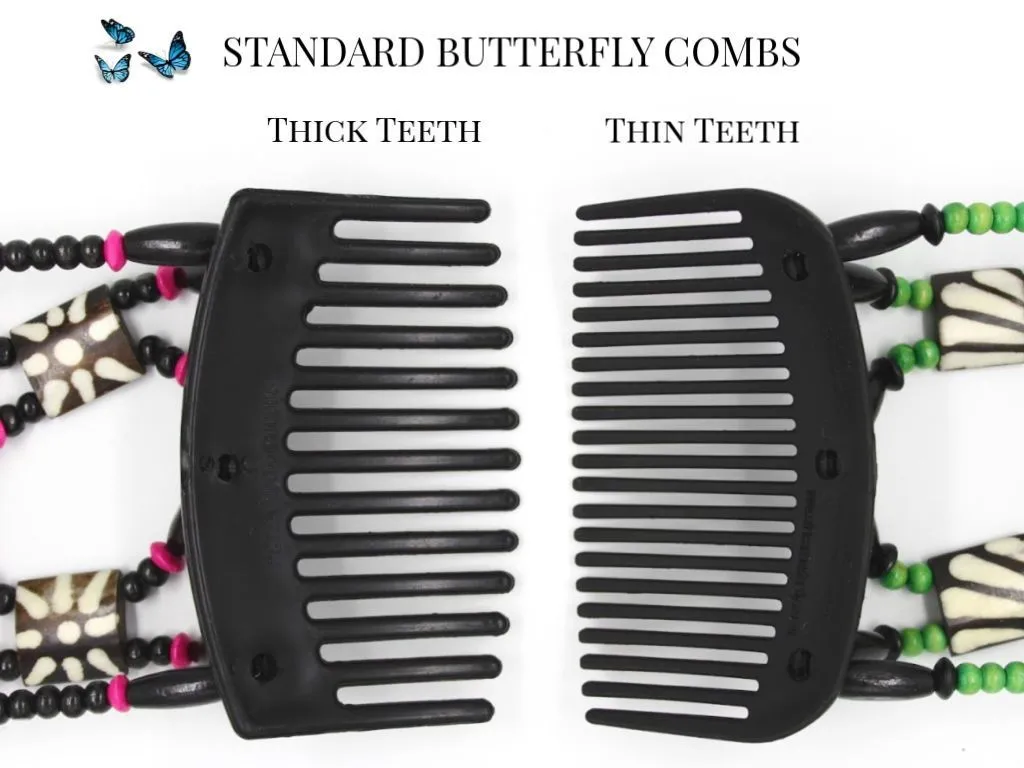 African Butterfly Thick Hair Comb - Dalena Clear 75