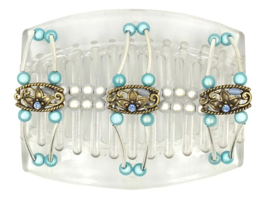 African Butterfly Thick Hair Comb - Flowers Clear 66