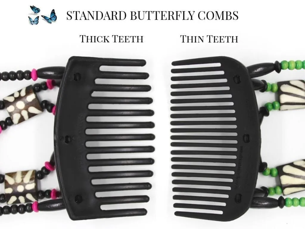 African Butterfly Thick Hair Comb - Stones & Bones Black 121