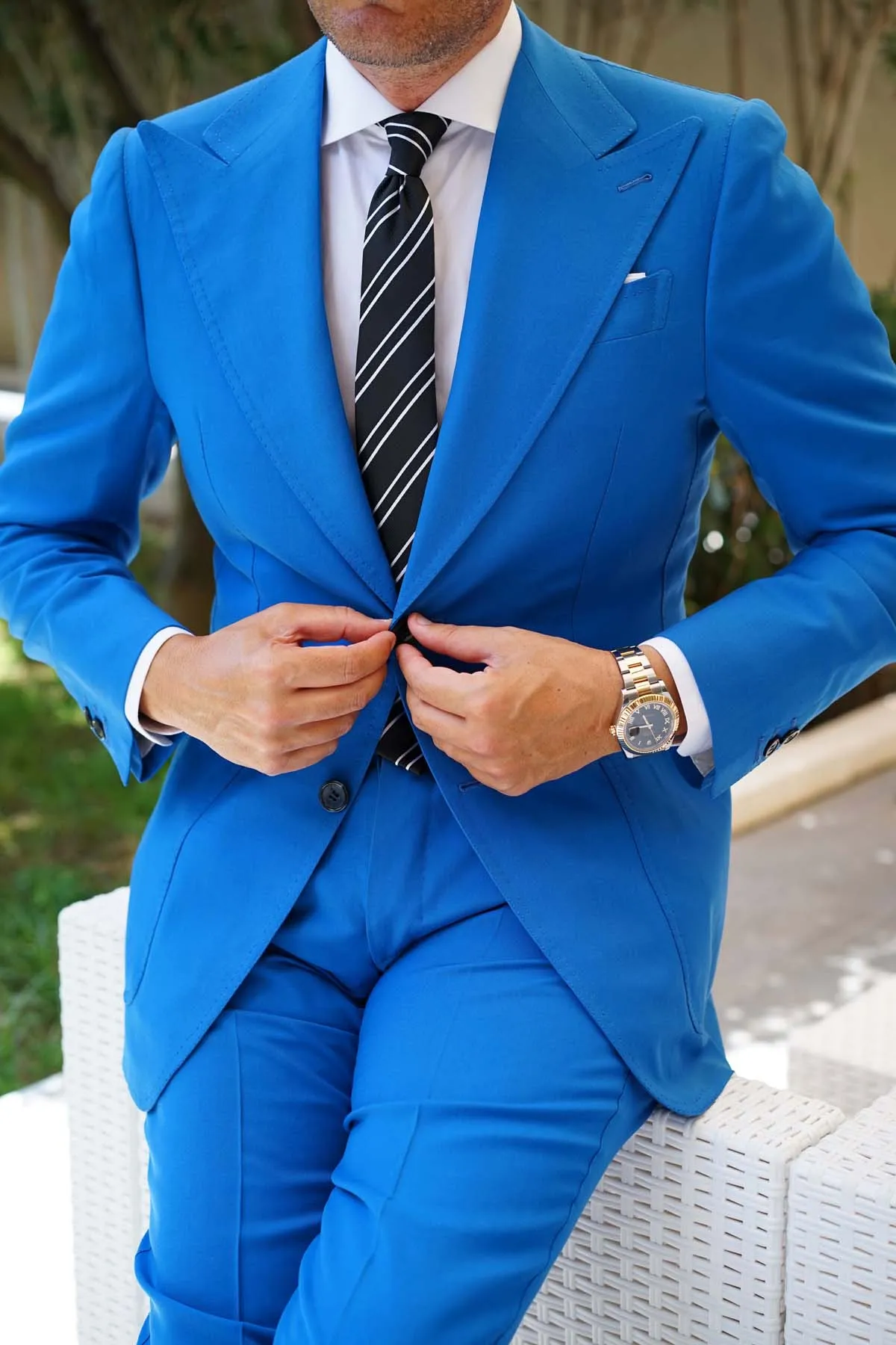 Black Double Stripe Skinny Tie