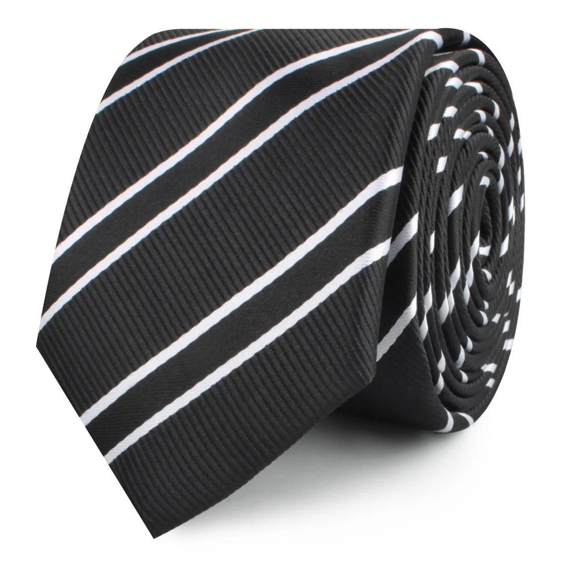 Black Double Stripe Skinny Tie