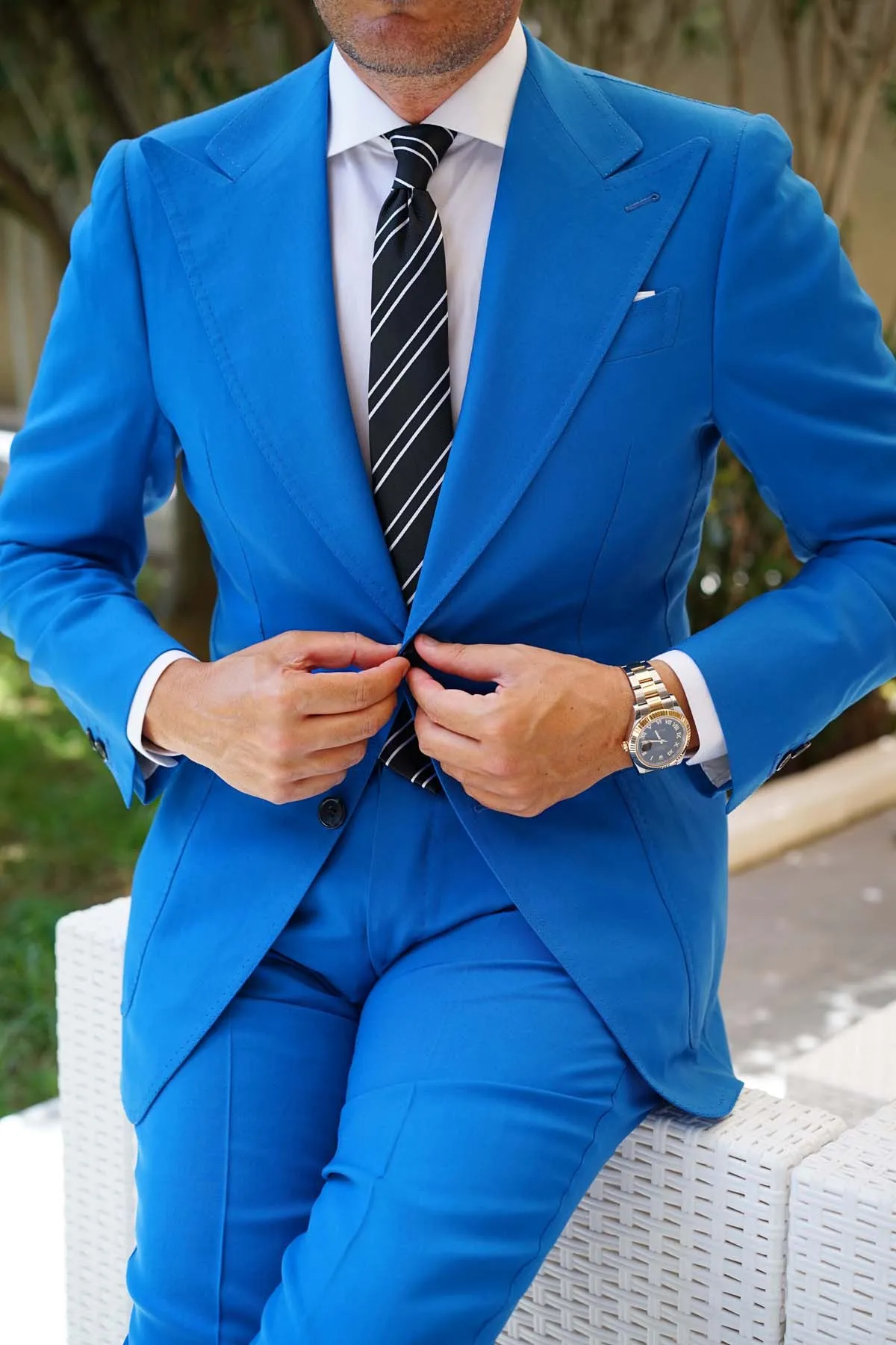 Black Double Stripe Skinny Tie