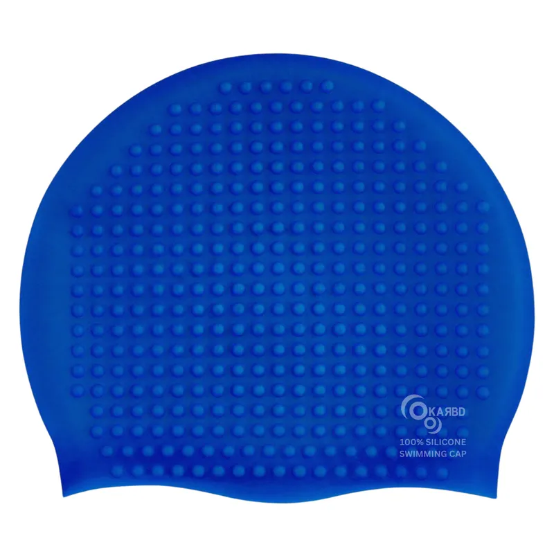 Bubble Drop Design Hair Protection Silicone Swimming Cap Universal Size | Dark Blue