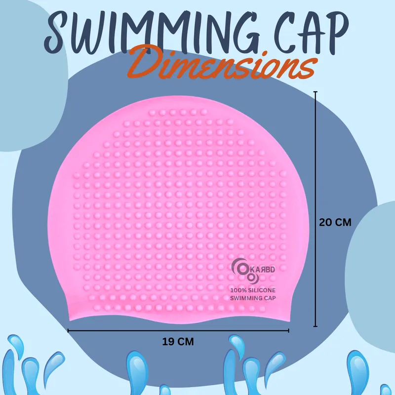 Bubble Drop Design Hair Protection Silicone Swimming Cap Universal Size | Light Pink