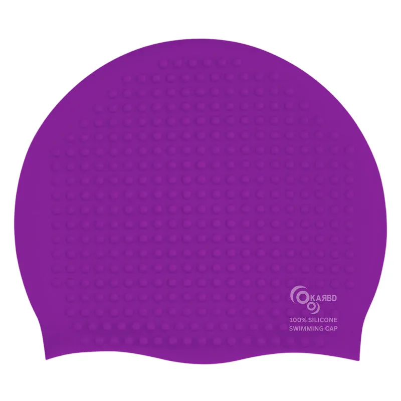 Bubble Drop Design Hair Protection Silicone Swimming Cap Universal Size | Purple