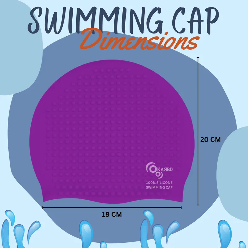 Bubble Drop Design Hair Protection Silicone Swimming Cap Universal Size | Purple