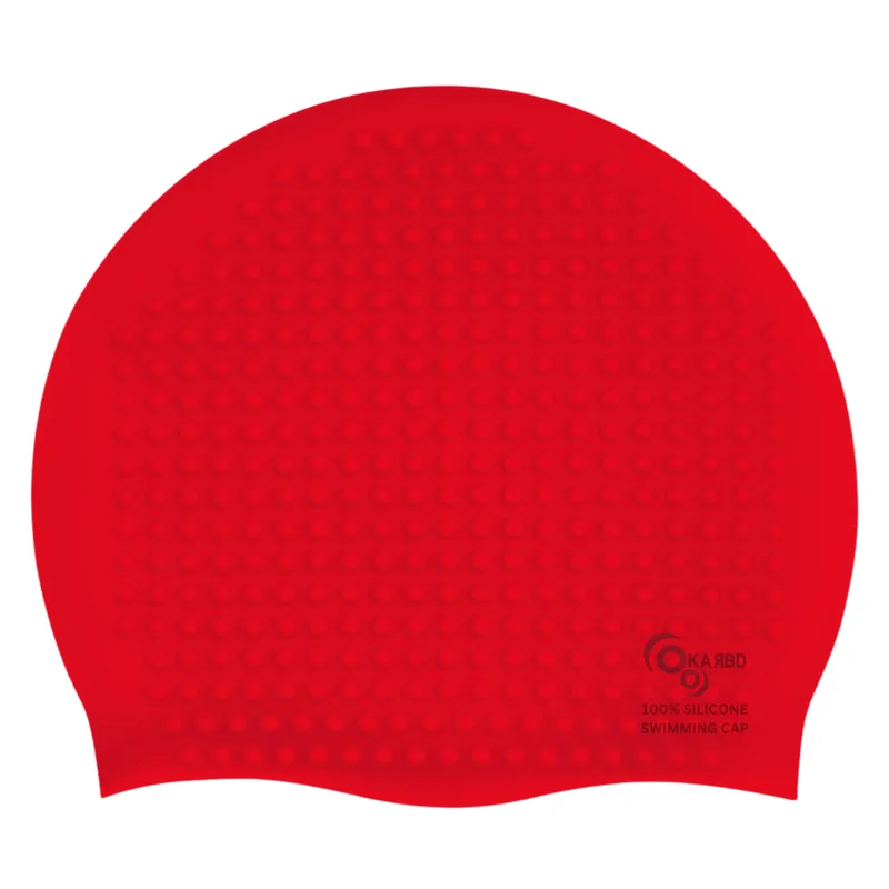 Bubble Drop Design Hair Protection Silicone Swimming Cap Universal Size | Red