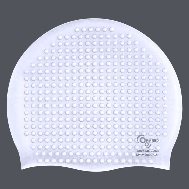 Bubble Drop Design Hair Protection Silicone Swimming Cap Universal Size