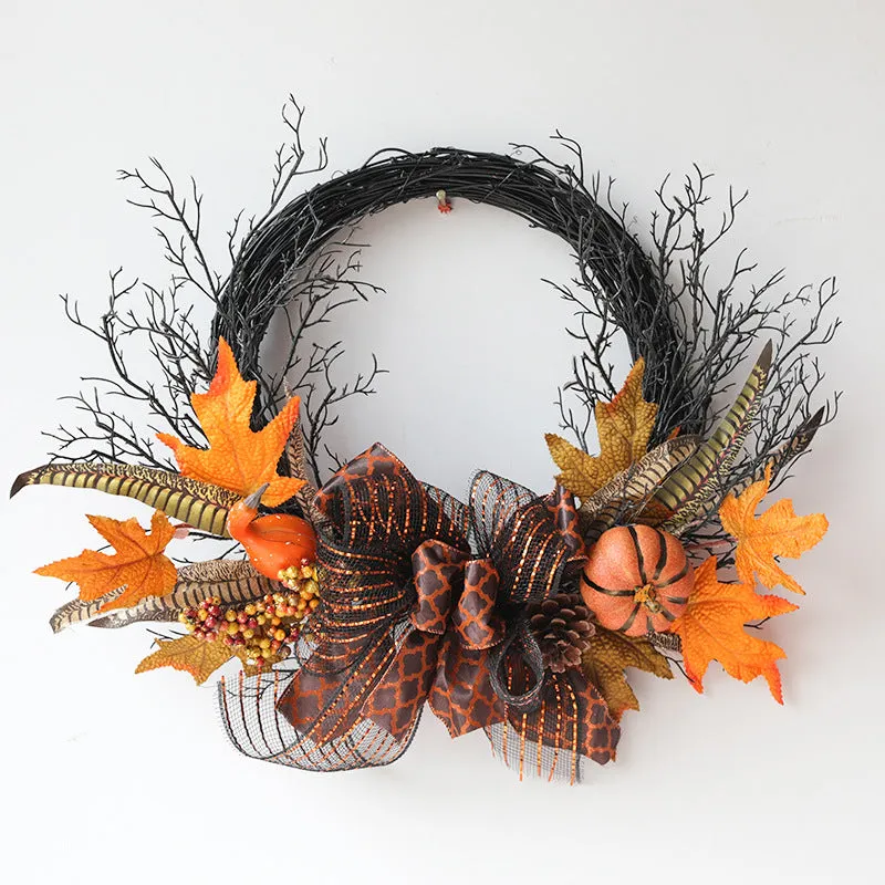 Bulk Halloween Black Foam Pumpkin Berry Wreath 20'' Wholesale