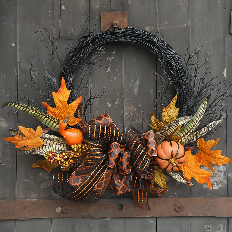 Bulk Halloween Black Foam Pumpkin Berry Wreath 20'' Wholesale