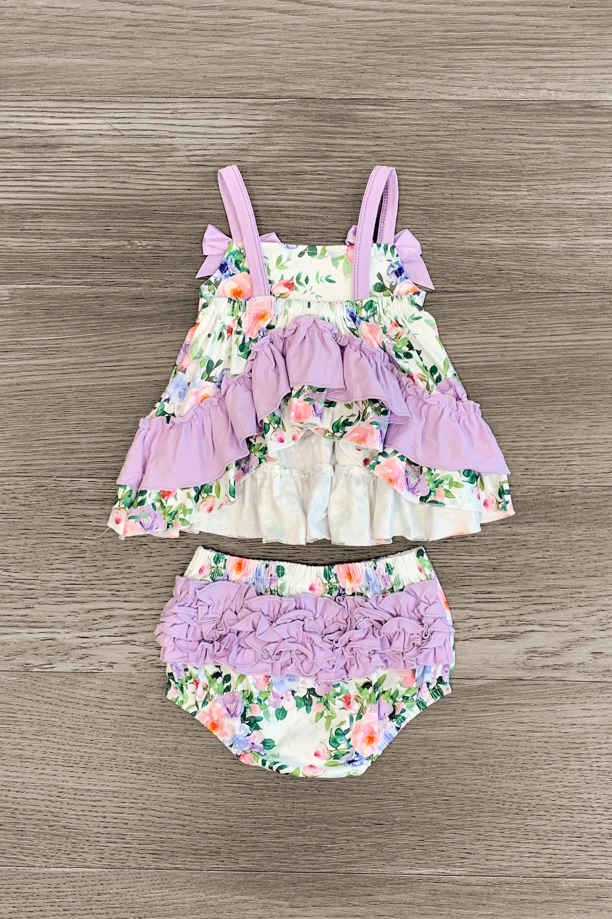 Colorful Purple & Pink Floral Tank Set