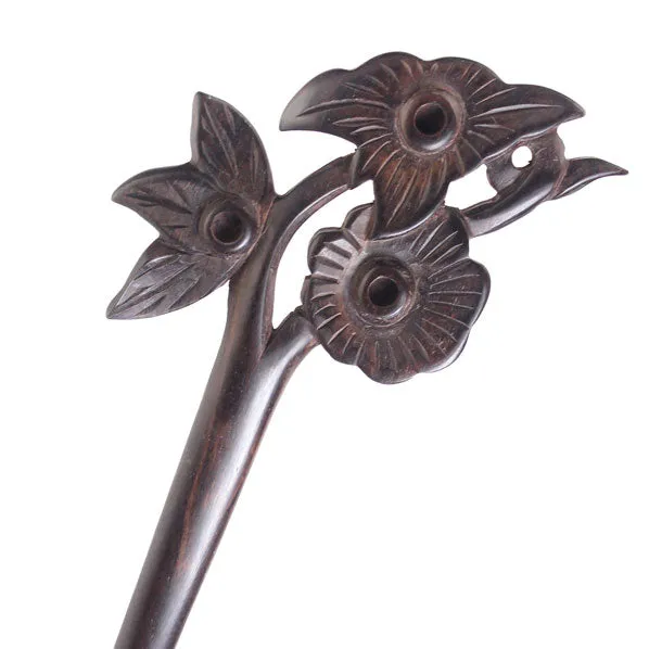 CrystalMood Handmade Carved Wood Hair Stick Blooming