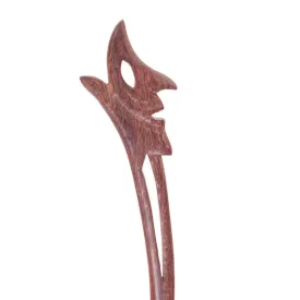 CrystalMood Handmade Carved Wood Hair Stick Face