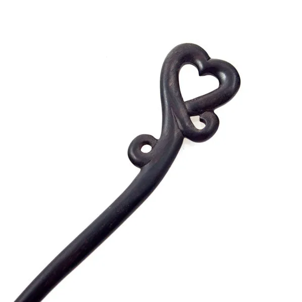 Crystalmood Handmade Carved Wood Hair Stick Heart 7-Inch