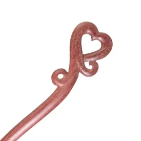 Crystalmood Handmade Carved Wood Hair Stick Heart 7-Inch