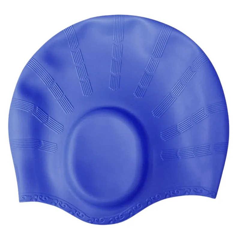 Ear Cover Hair Protection Silicone Swimming Cap Universal Size | Dark Blue