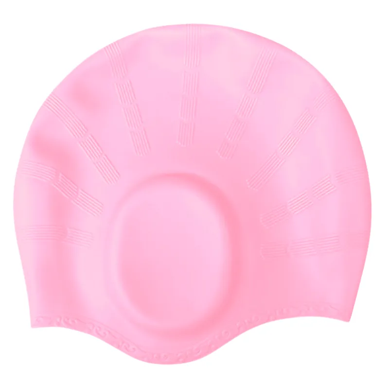 Ear Cover Hair Protection Silicone Swimming Cap Universal Size | Light Pink