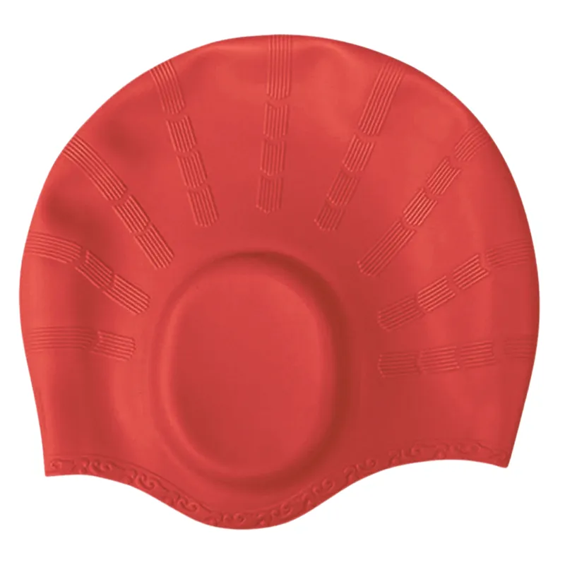 Ear Cover Hair Protection Silicone Swimming Cap Universal Size | Red