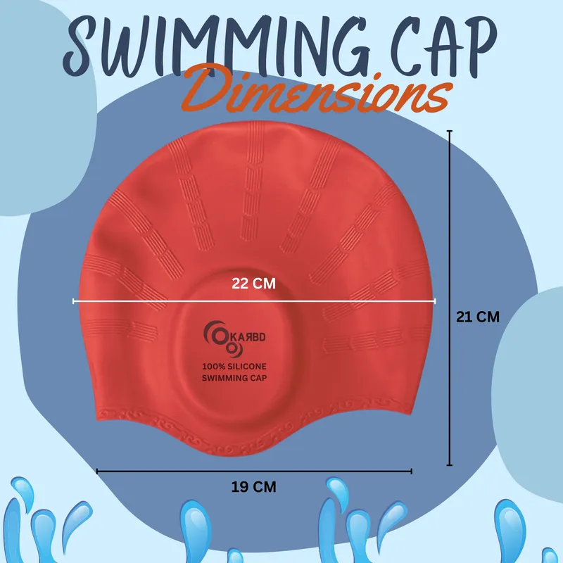 Ear Cover Hair Protection Silicone Swimming Cap Universal Size | Red