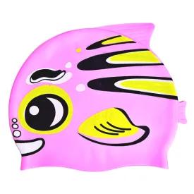 Fish Design Silicone Swimming Cap for Kids | Light Pink Mix