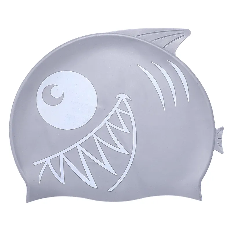 Fish Design Silicone Swimming Cap for Kids