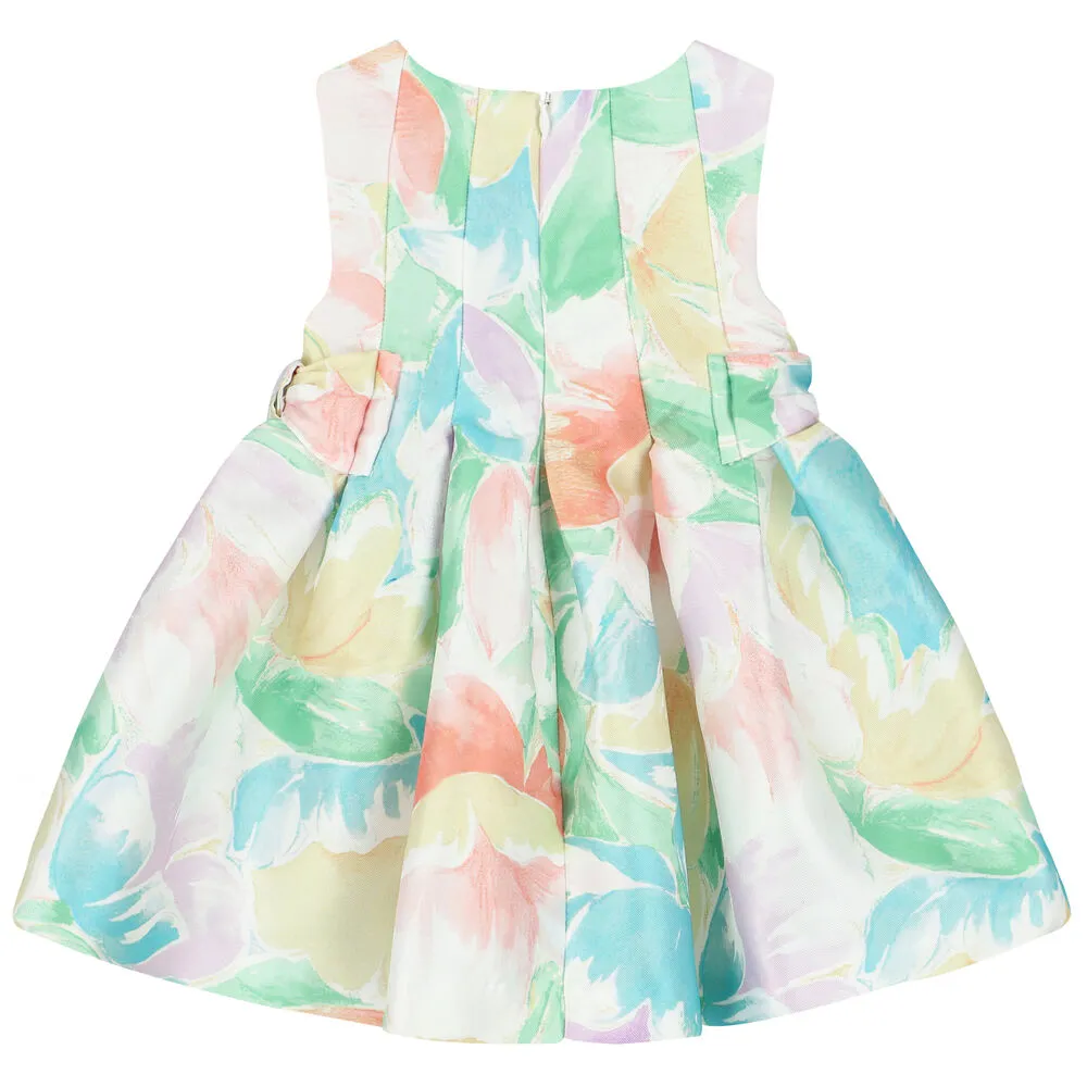 Floral Satin Special Occasion Dress with Bows on Side