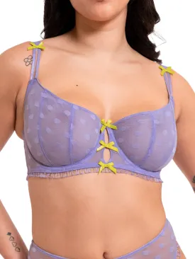 Frill Me Balcony Bra - Mauve/Lime