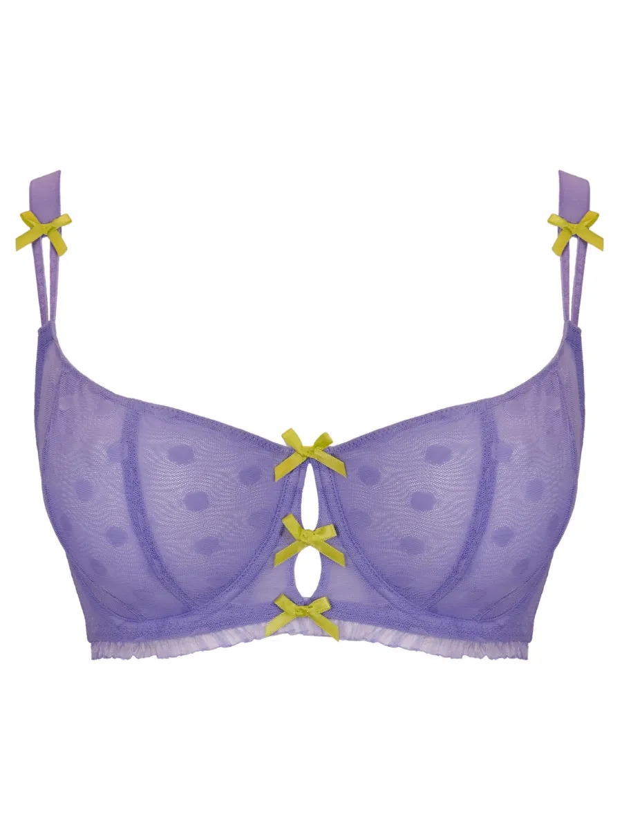 Frill Me Balcony Bra - Mauve/Lime