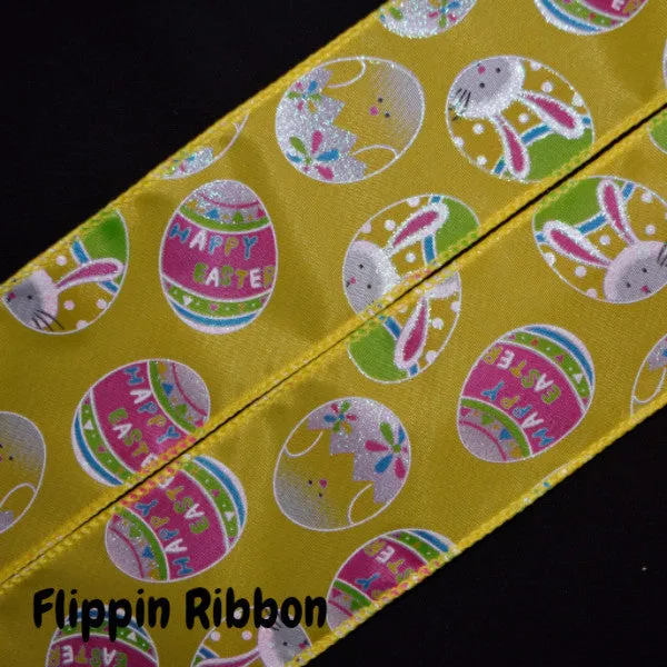 Fun Bunny Easter Ribbon - 2 1/2 inch Wired Polyester