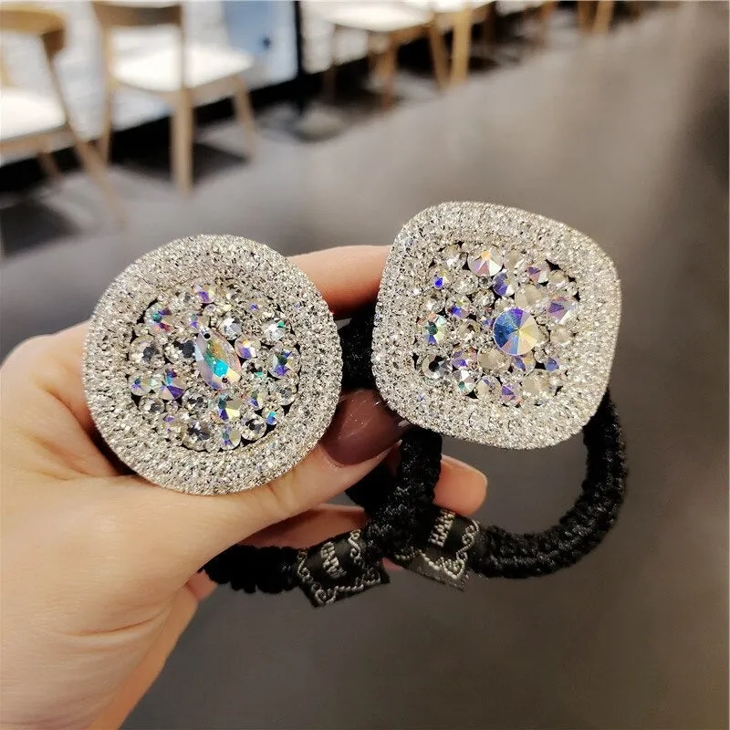 Glisten and Shine Rhinestone Encrusted Thick Rubber Hair Ties