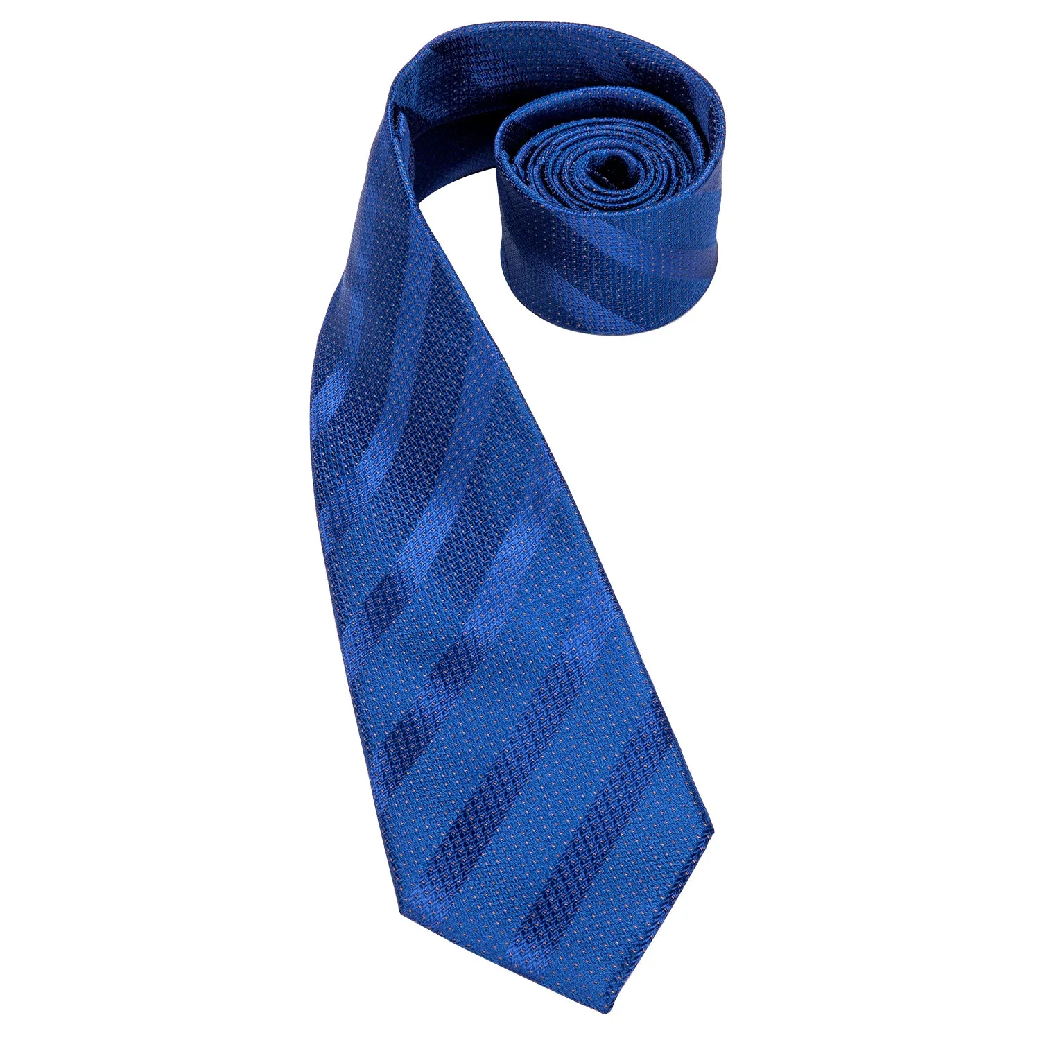 Hi-Tie Blue Ties Striped Men's Necktie Pocket Square Cufflinks Set