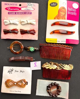 Job Lot of 13 Vintage Tortoiseshell Hair Clips and Combs (5)