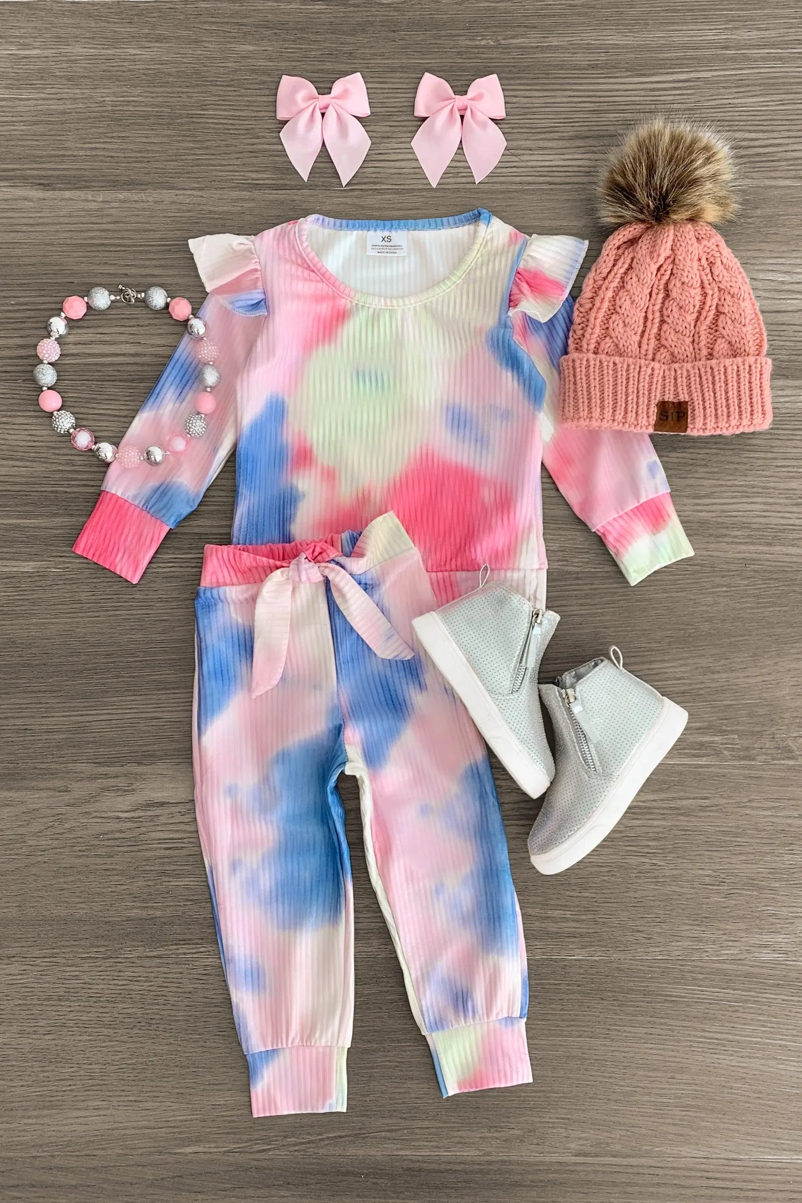 Pastel Tie Dye Ribbed Lounge Set