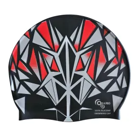 Pattern Design Silicone Swimming Cap Universal Size | Black Red Grey