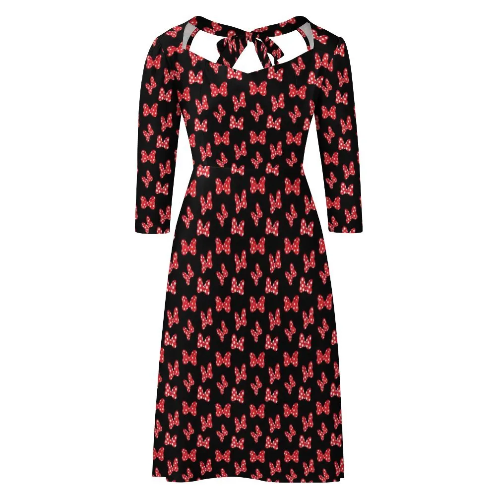 Polka Dot Bows Women's Sweetheart Dress Flare Dress