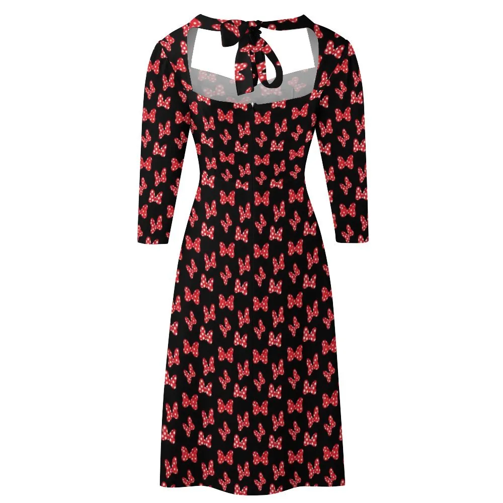 Polka Dot Bows Women's Sweetheart Dress Flare Dress