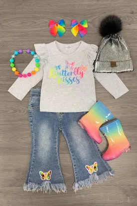 "Butterfly Kisses" Sequin Denim Flare Set