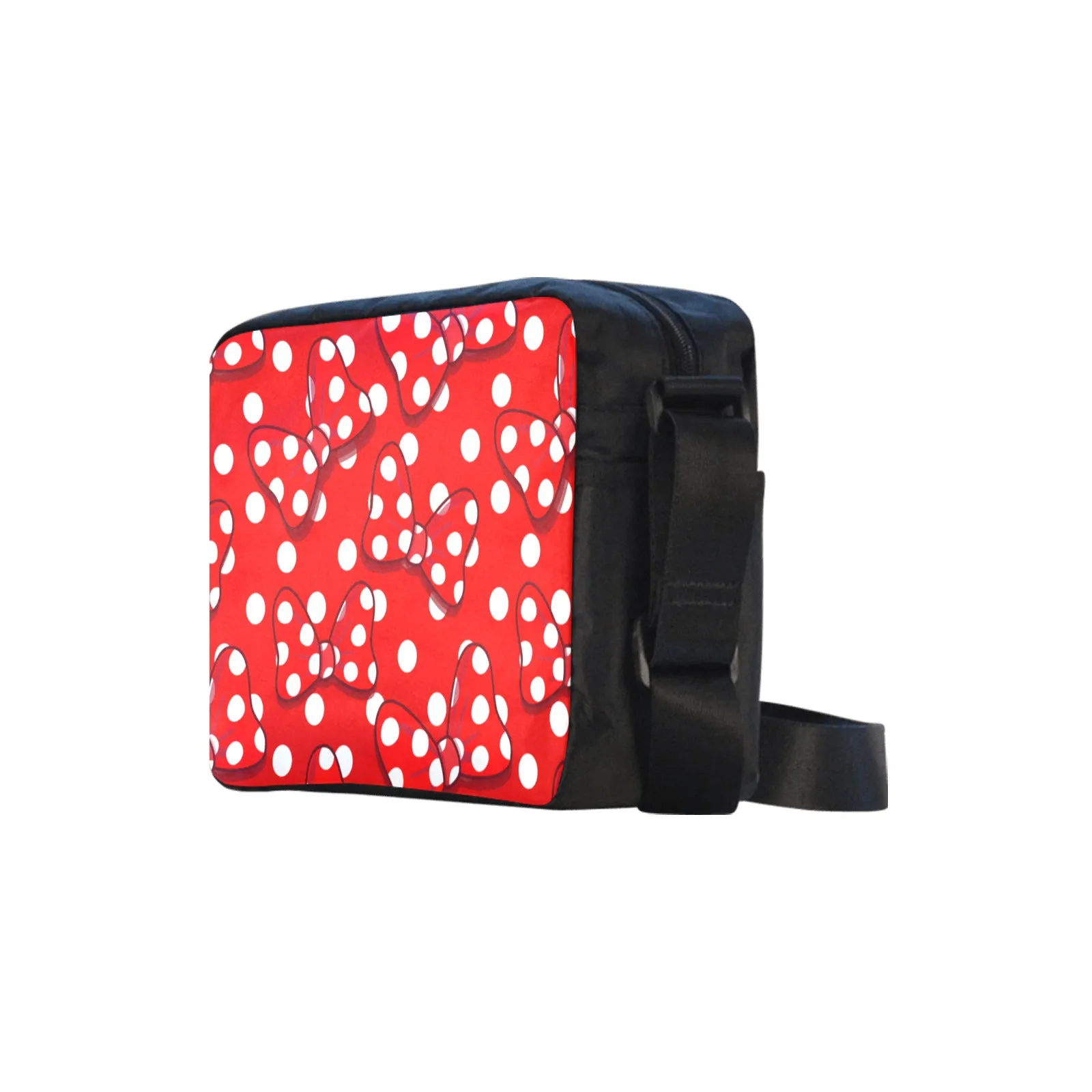 Red With White Polka Dot And Bows Classic Cross-body Nylon Bag