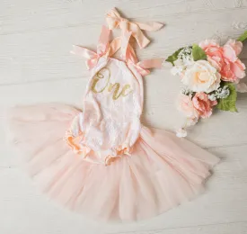 RESTOCKED - Peach Lace Vintage Tutu Romper