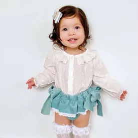 Sage Green Velvet Bow Bloomers